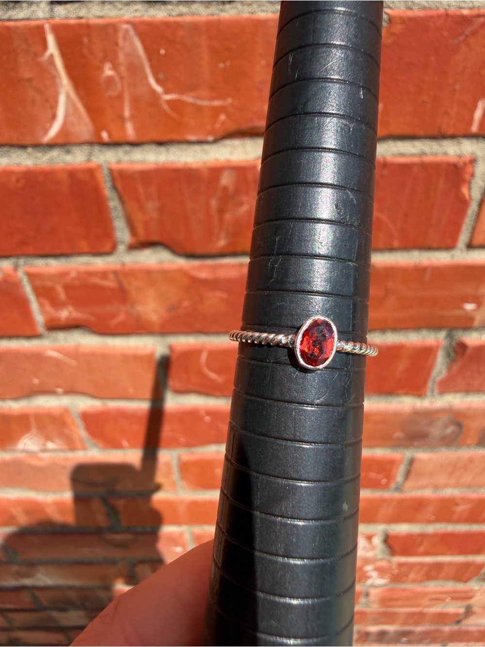Sterling Silver Red Garnet Rope Band Ring #2